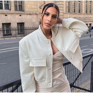 ZARA Bomber Jacket Ecru Large